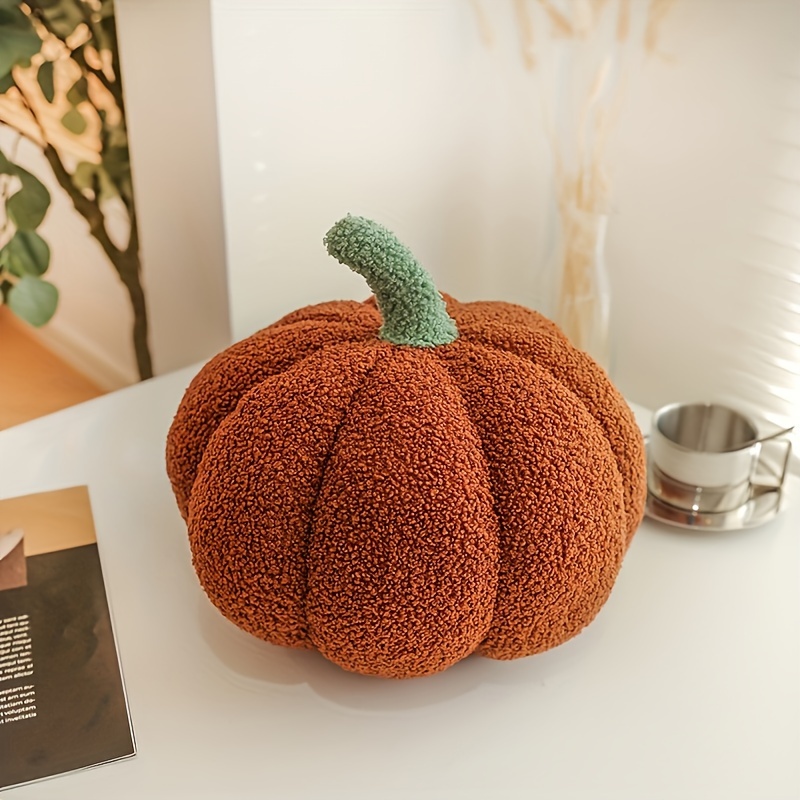 Cozy Plush Pumpkin Throw Pillow - Perfect for Halloween & Thanksgiving Decor, Soft Polyester Cushion for Home & Car Interior Accessories