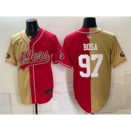 Men's San Francisco 49ers #97 Nick Bosa Red Split Stitched Jersey