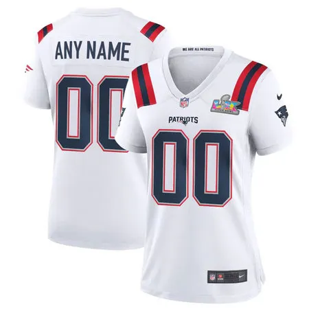 Women's New England Patriots Custom White Super Bowl LX Stitched Jersey