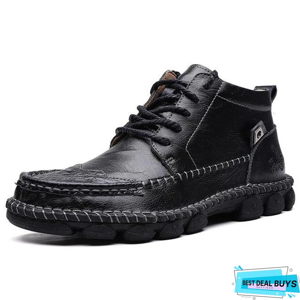 Cow Split Leather Men Boots Comfortable Boots Men Footwear Rubber Ankle Boots Men's Shoes