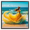 Beach Dress Girl-11CT Stamped Cross Stitch 45*45cm/17.72*17.72in