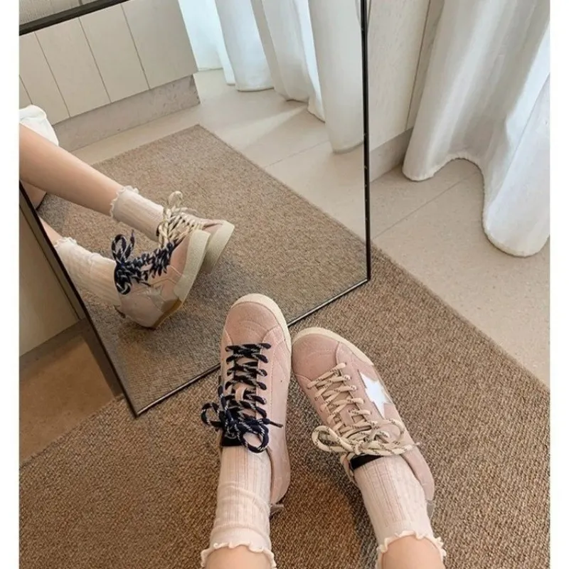 Churchf Churchf New Fashion Old Style Laceded Moral Shoes Women Retro Star Small Dirty Shoes College Style Sports Shoes