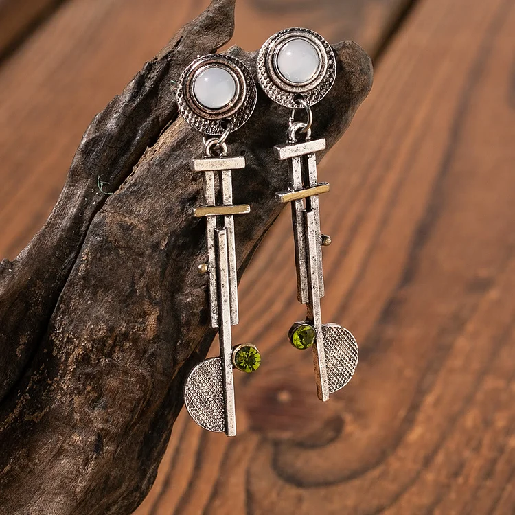 Olivenorma Vintage Simple Geometric Semicircle Clear Crystal Earrings