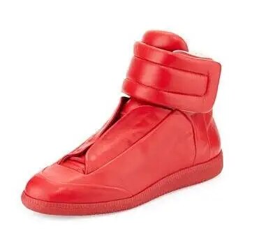 VCSHOES 39-47 Men Shoes Shinny Leather Casual Shoes Men's High Top Silvery Gold Red Men Flats Casual Shoes