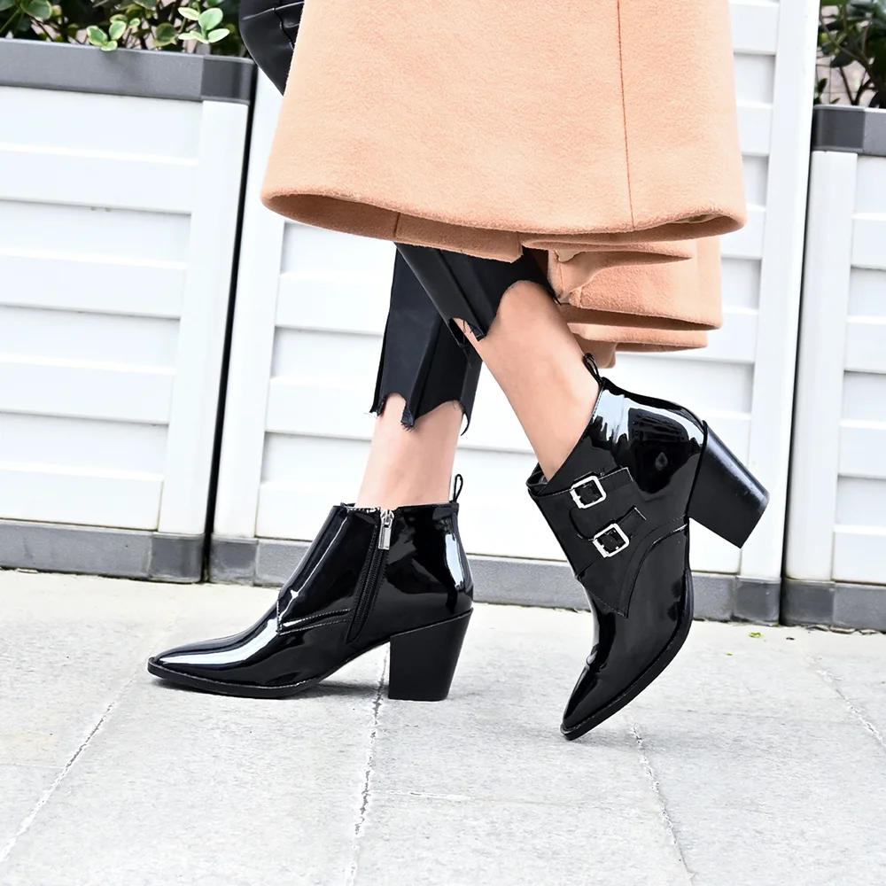 Chelsea Boots Black Zipper Booties Leather Ankle Shoes