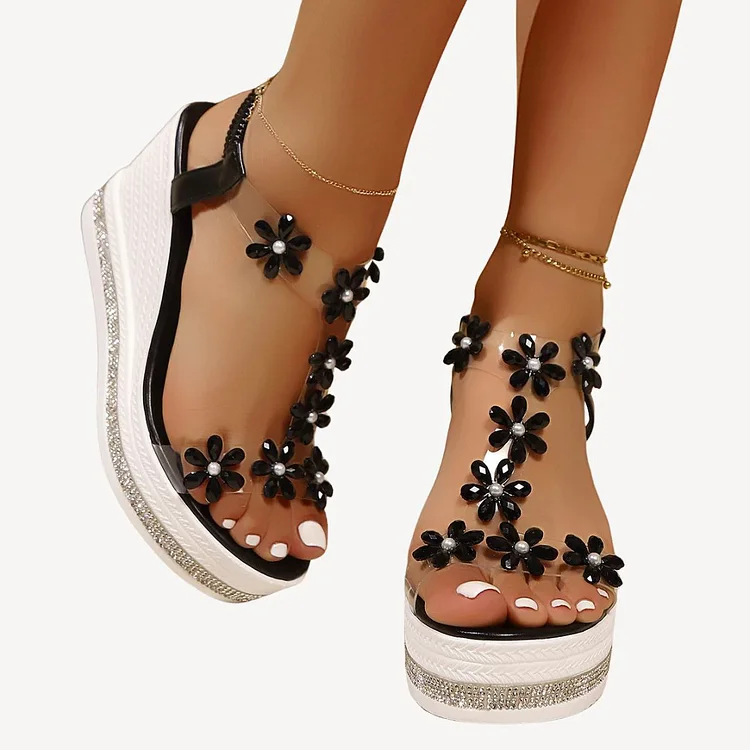 Orthopedic Wedge Sandals Women Floral Clear