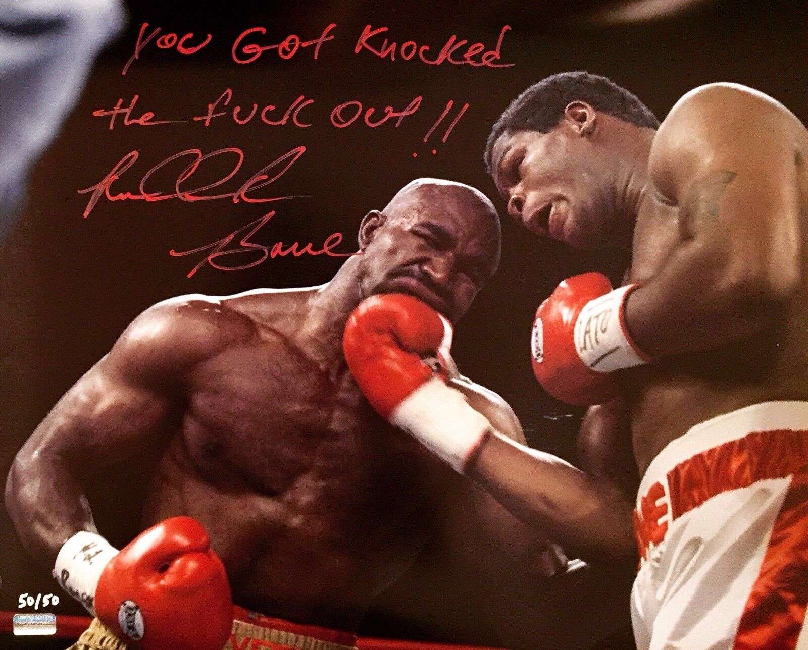 Riddick Bowe Signed 16x20 Inscribed Knocked Out