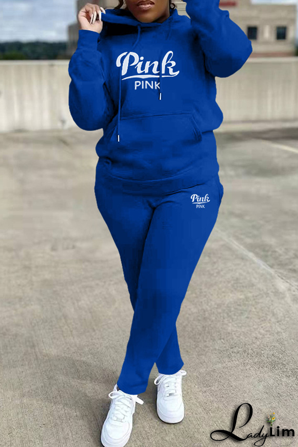 Grey Casual Print Patchwork Hooded Collar Long Sleeve Two Pieces