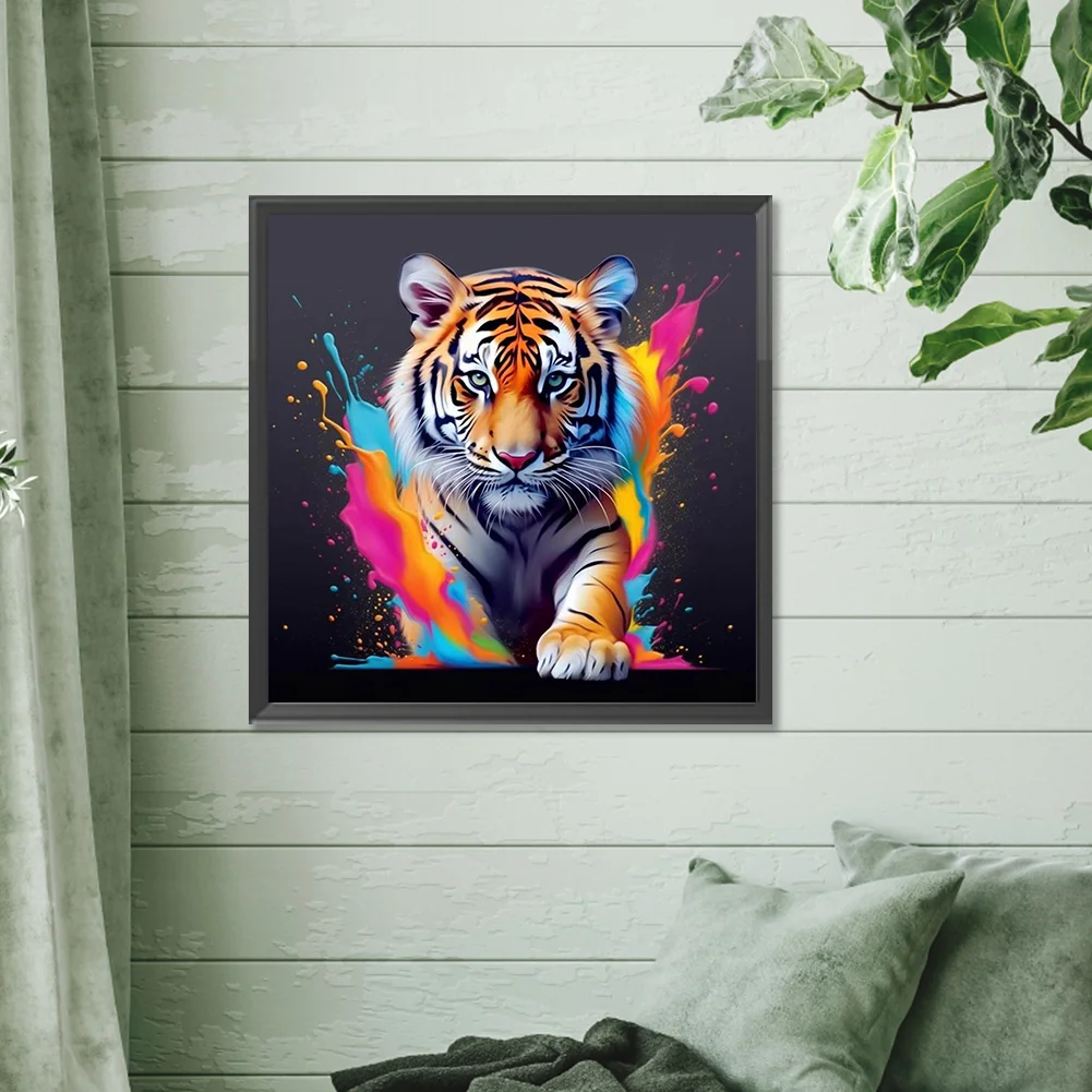 Diamond Painting - Full Round Drill - Colorful Tiger(Canvas|30*30cm)