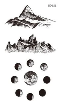1 PC Geometric Planet Fashion Women Temporary Tattoo Sticker Water Transfer Tattoo Minimalist Small Sun Moon Design Fake Tattoo