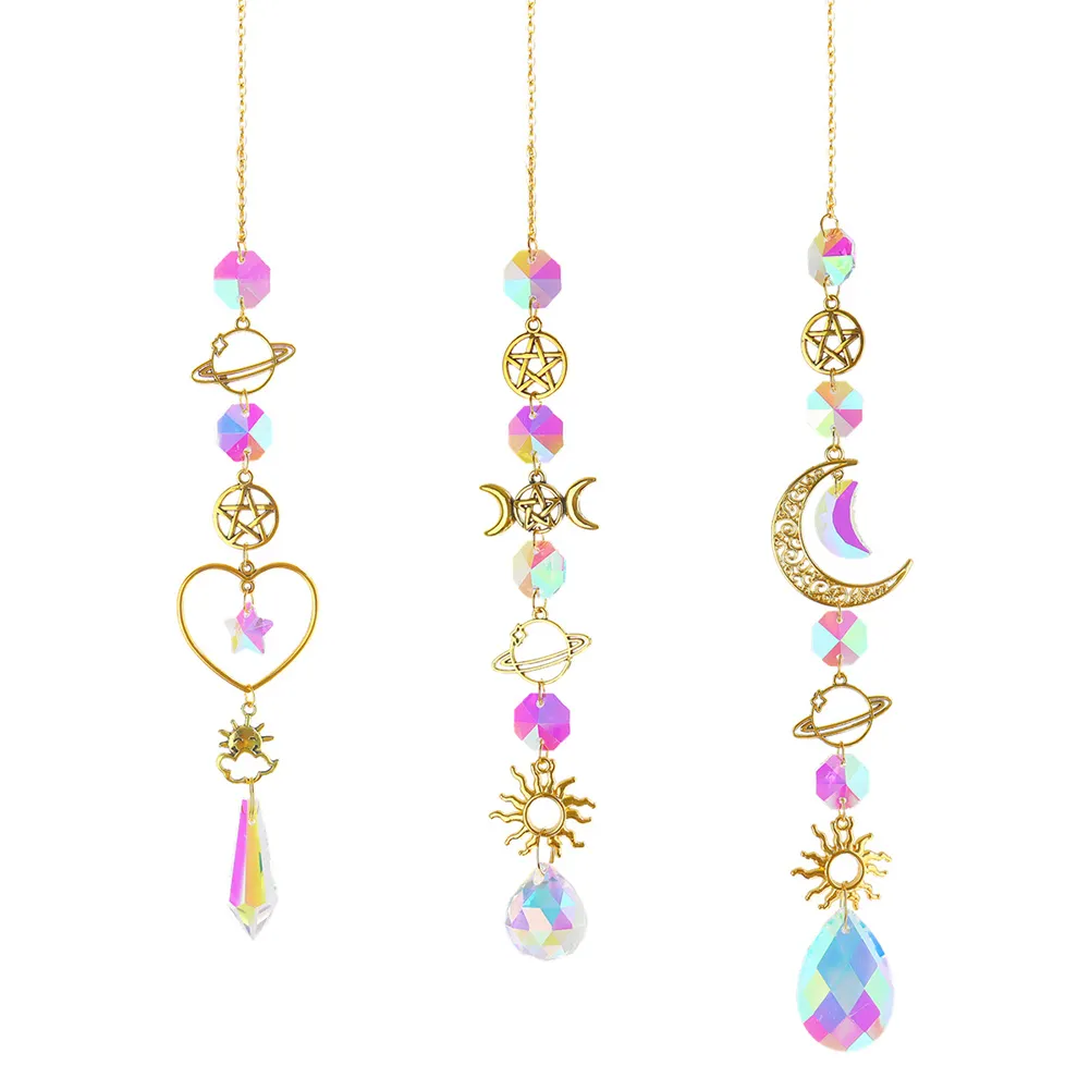 Star Crystal Chandelier Lighting Wind Chimes Curtain Home Garden Pendants