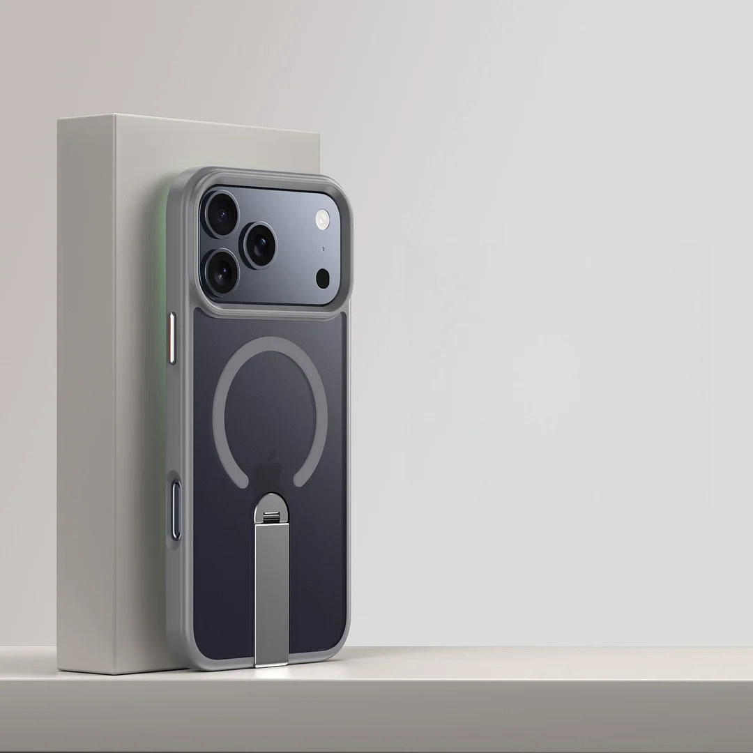 Suitable For Apple 17 Mobile Phone Case Straight Rotating Magnetic Stand Magsafe Transparent Iphone17Pro Mobile Phone Case