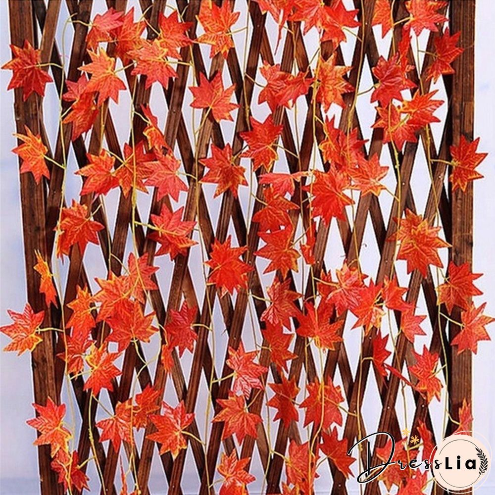 2.4m Window Autumn Leaves Garland Maple Leaf Wreath Vine Fake Foliage Home Garden Decor