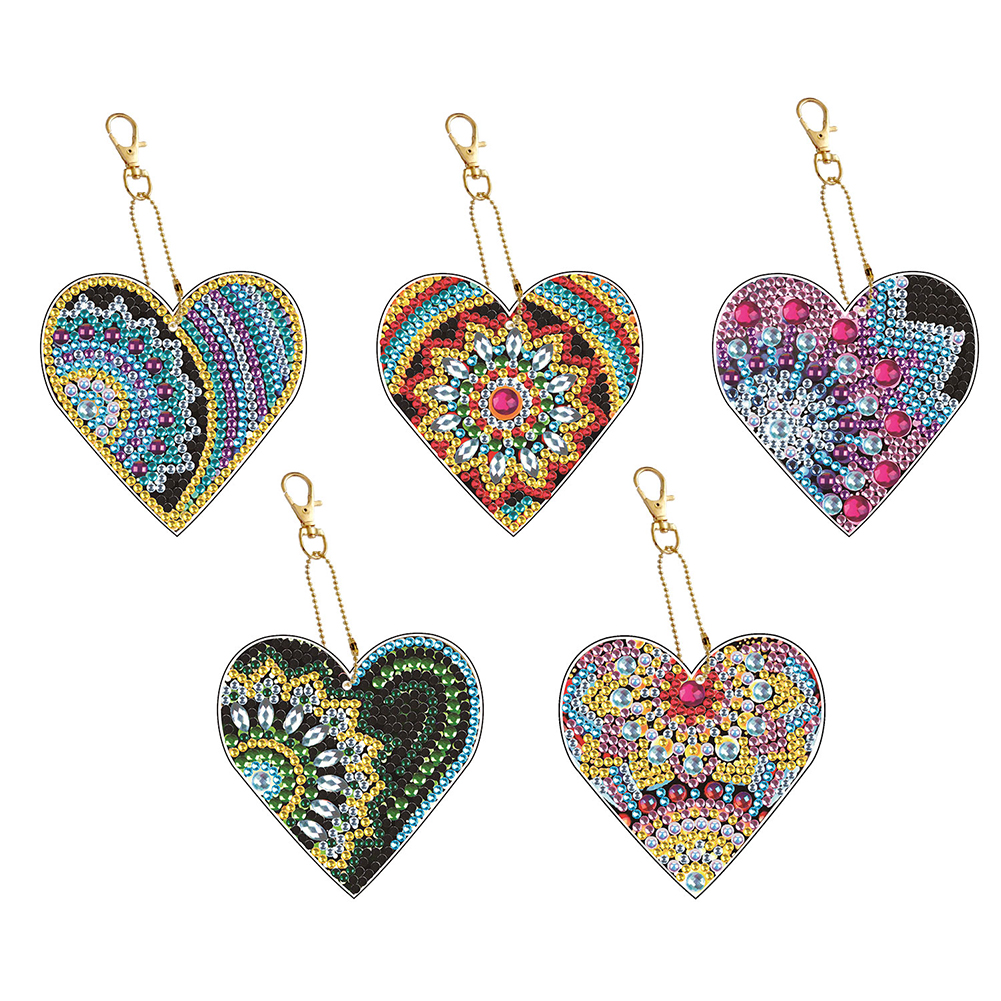 

5pcs Heart Double Sided - 5D DIY Craft Keychain, 501 Original