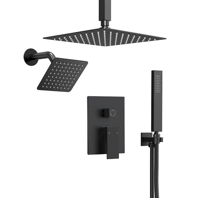 EVERSTEIN Ceiling Mount Dual Shower System in Matte Black SFS-1060-BK16