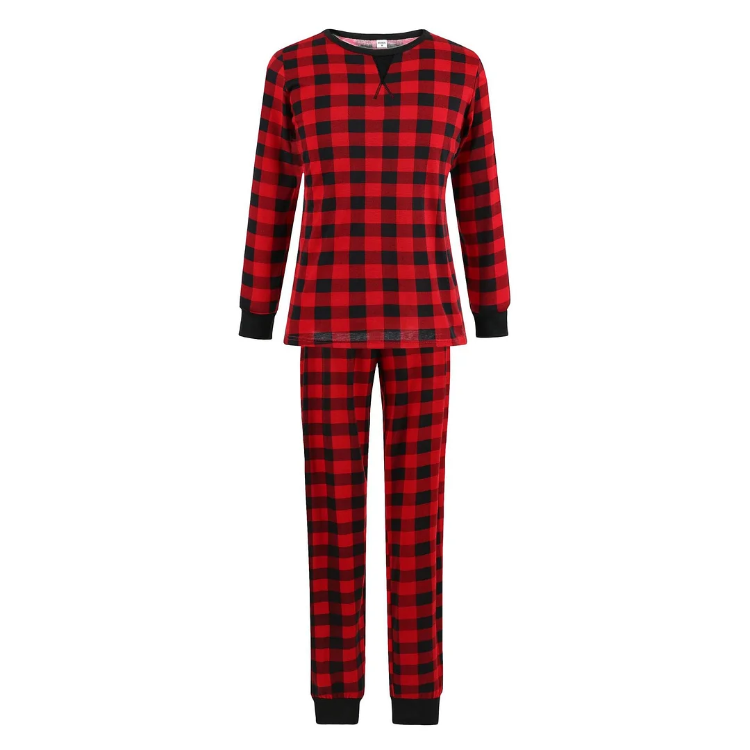 Christmas Black-Red Plaid Family Matching Pajamas Set  (with Pet Dog Clothes)