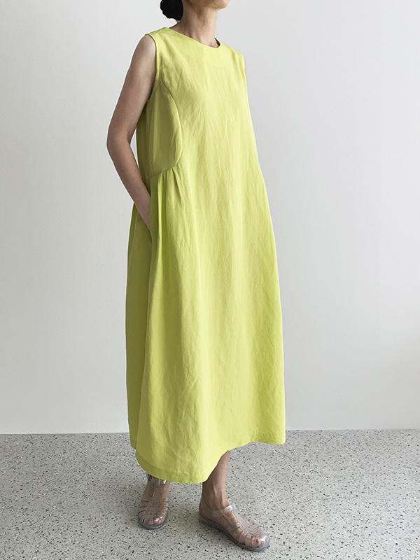 Loose Sleeveless Cotton Linen Midi Dress