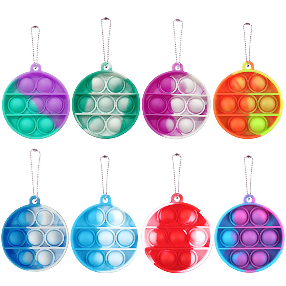 

Silicone Push Bubble Mini Round Keychain Puzzle Toys Autism Stress Reliever, E-2, 501 Original