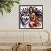 (40*40cm)Girl Wolf - Full Round Drill Diamond Painting