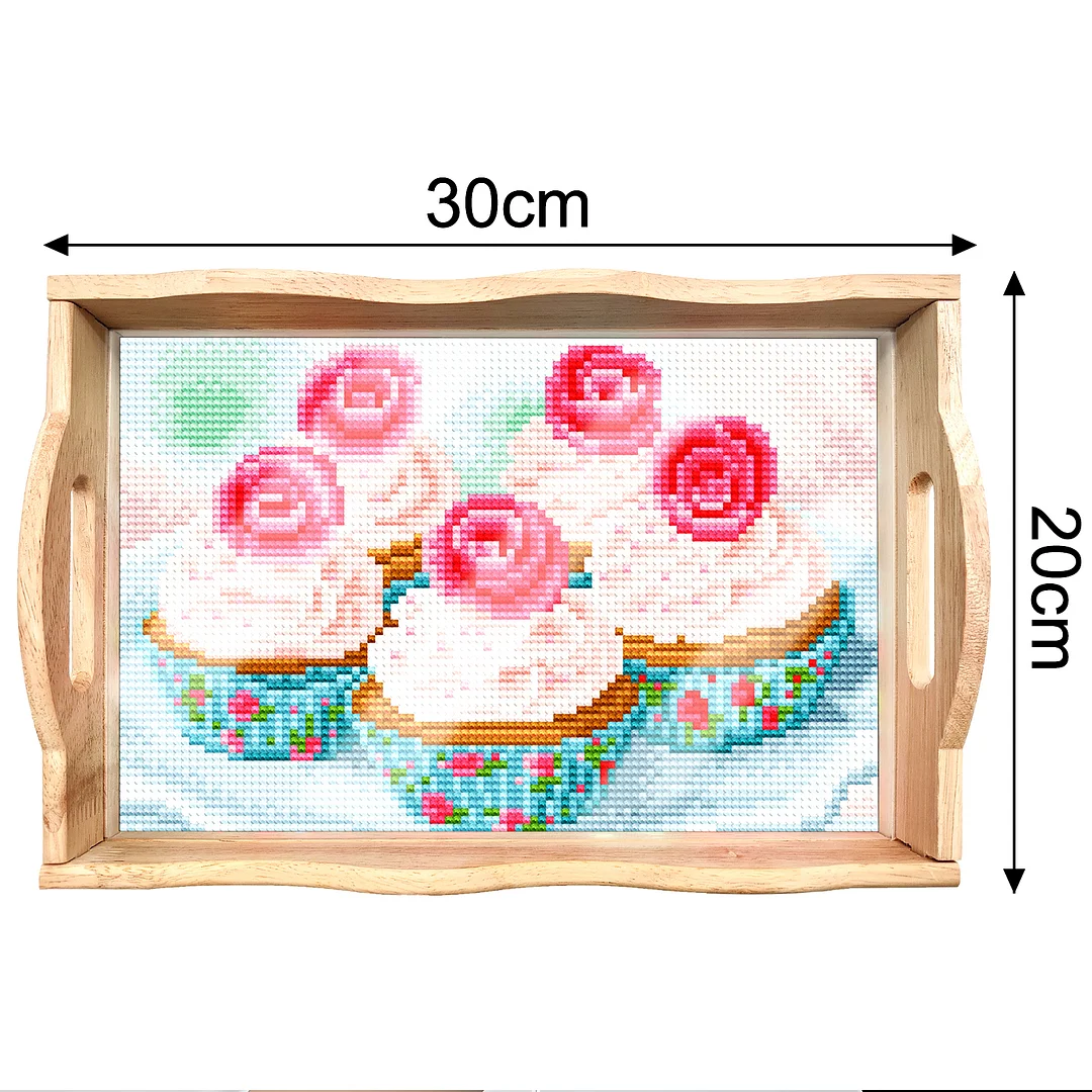 Diamond Painting Nesting Food Trays with Handle Coffee Table Tray(30*20cm)