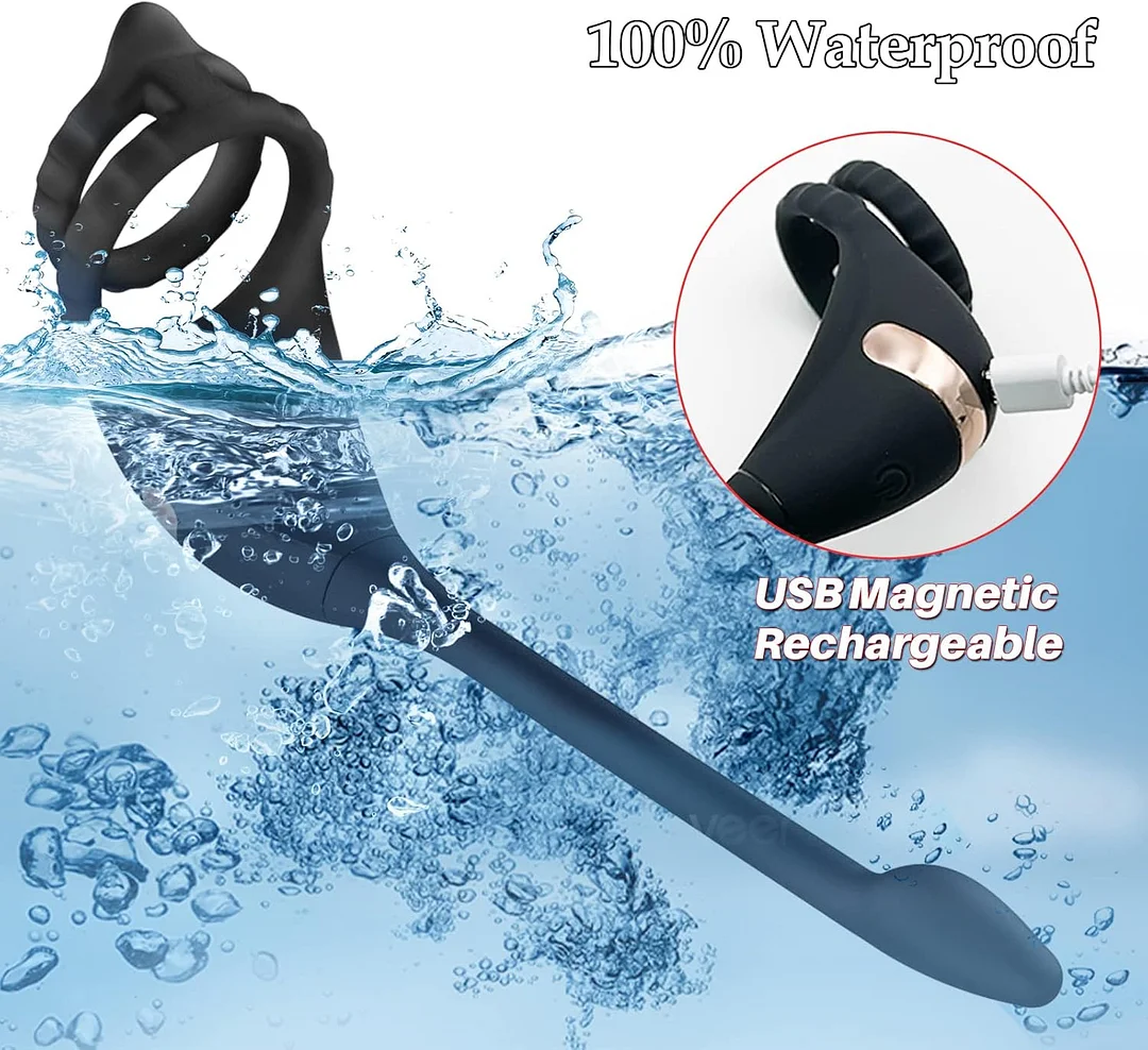 Remote Control Vibrating Cock Ring Taint Stimulator With Anal Sex Toys