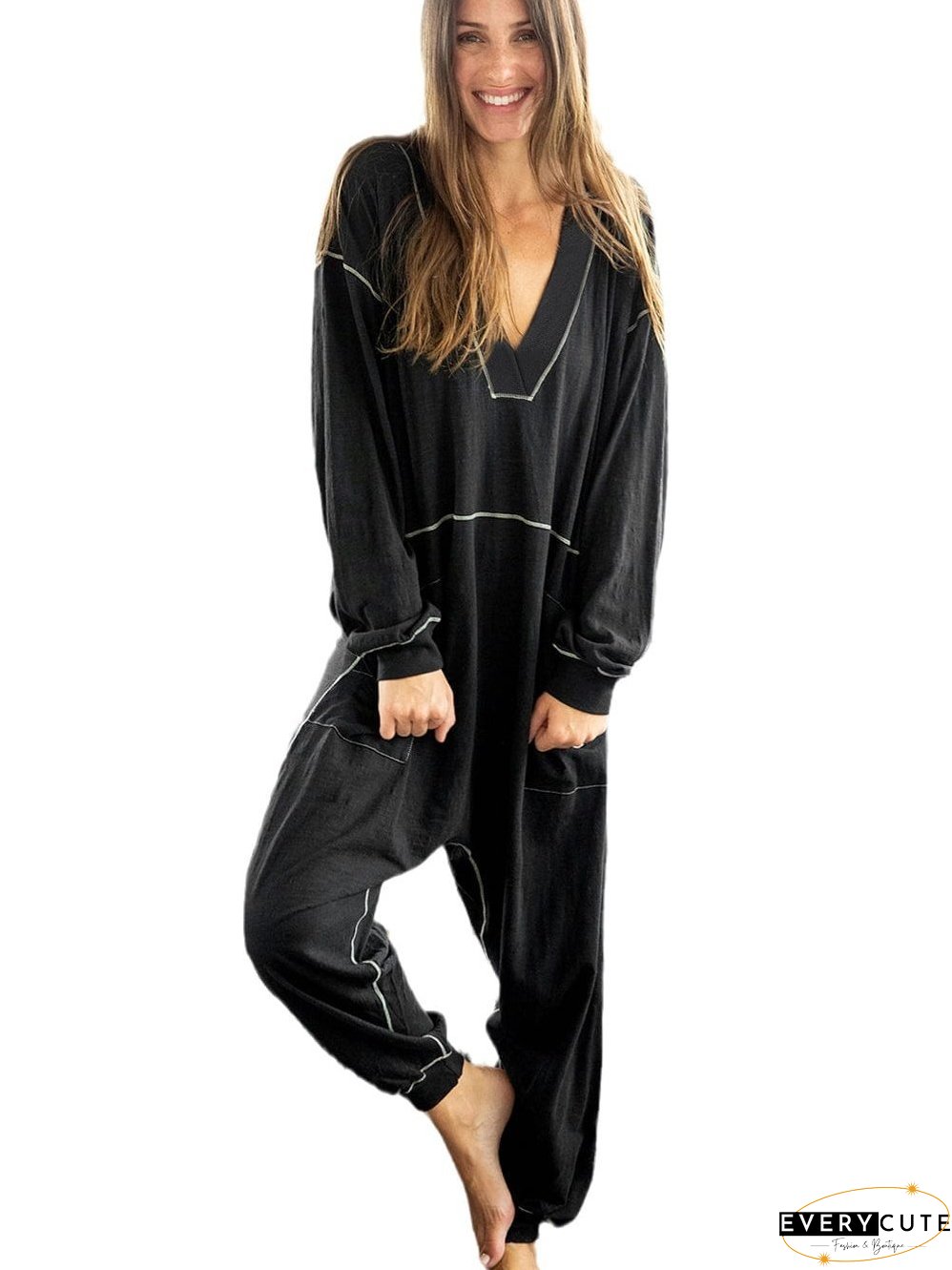 Flattering Maxi Dress with Contrasting Stitches
