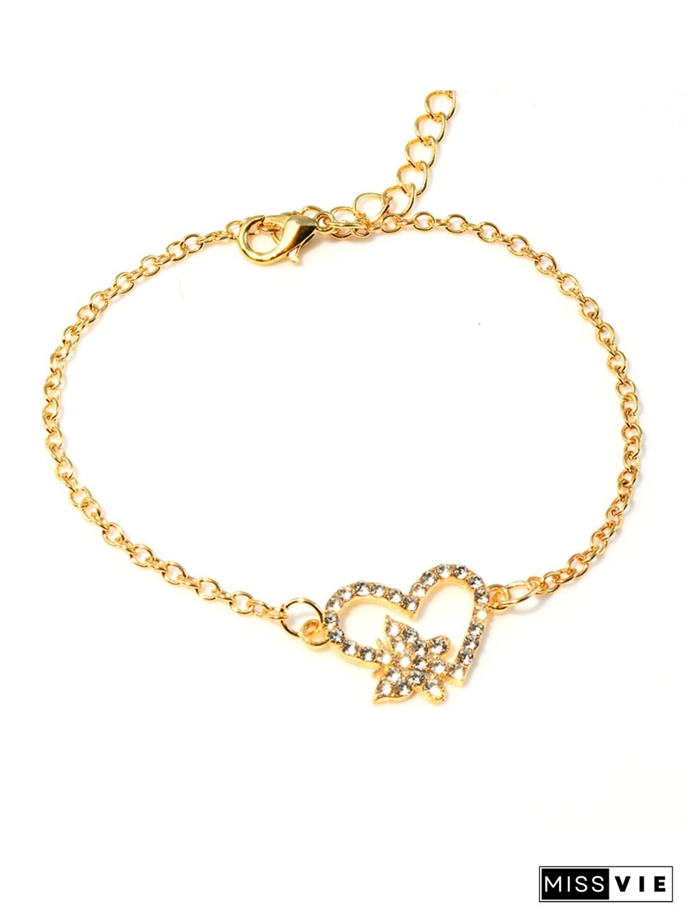Vintage Rhinestone Heart Bracelet