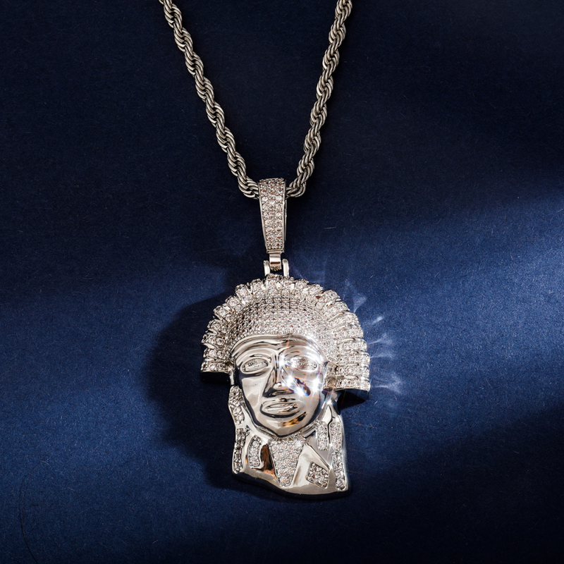 Ancient Egypt Pharaoh Pendant Gold Plated Necklace Iced Out Hip Hop Jewelry-VESSFUL