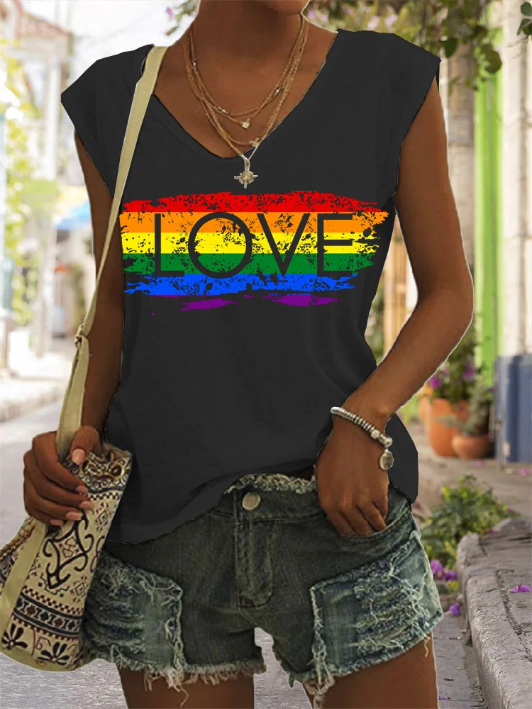 Colorful Cat And Flower Tank Top