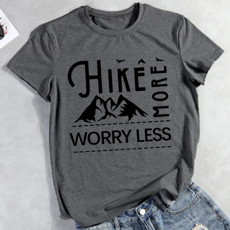 AL™  Hike More Worry Less Hiking Tee-011656-Annaletters