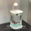 Fish tank fighting fish special ultra white small lazy glass tank living room creative desktop ornaments high-end ornamental lamp