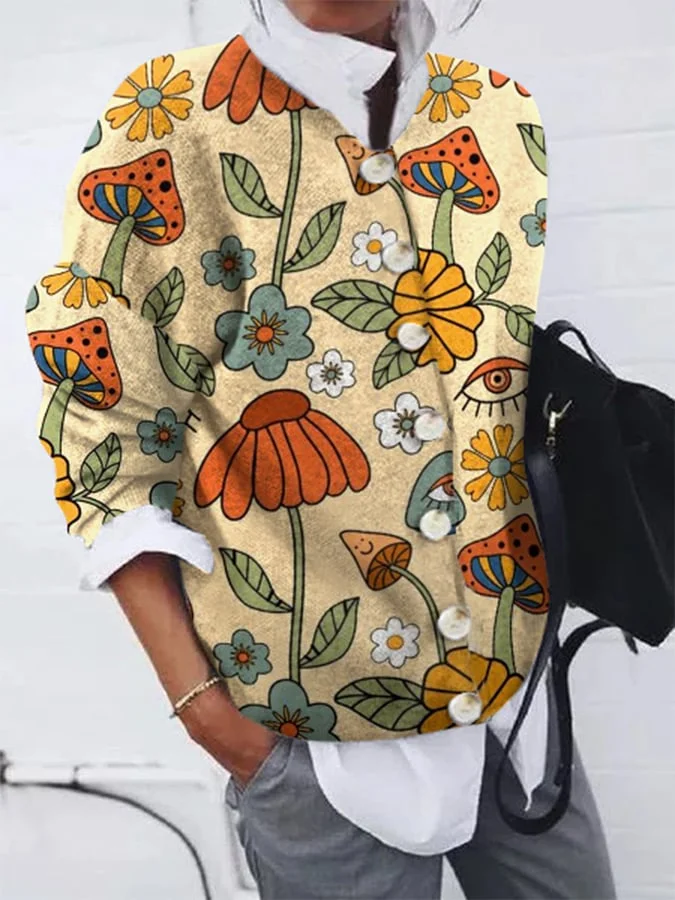 Women's Stylish Vintage Button Plush Cardigan