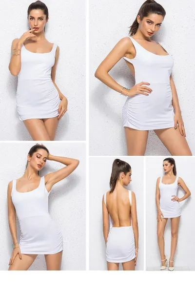 Sexy Backless Summer Dress Slim Short Pencil Bandage Club Party Casual Beach Mini Bodycon