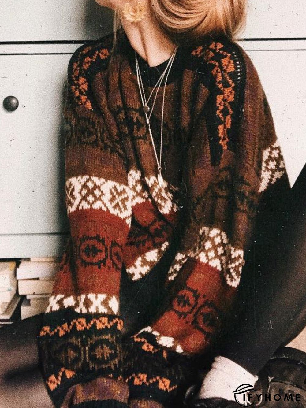 Loose Crew Neck Boho Wool/knitting Sweater | IFYHOME