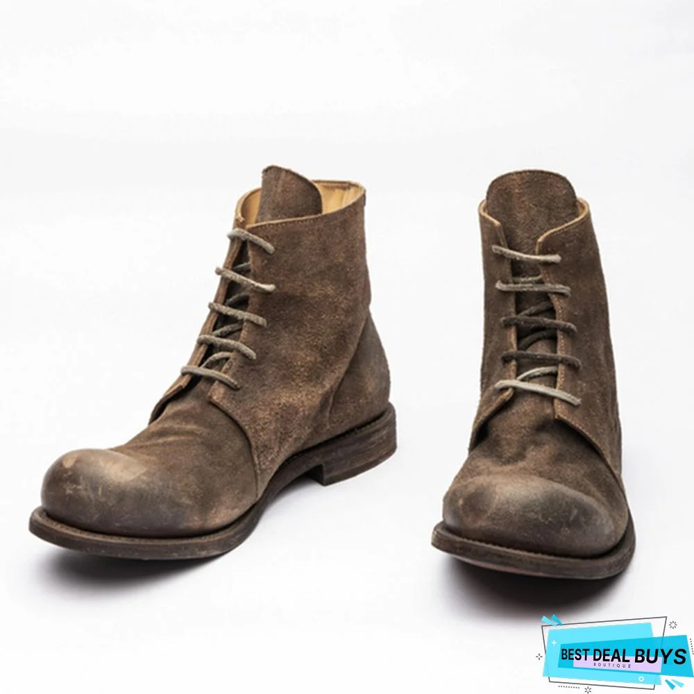 Suede Lace Up Military Boots