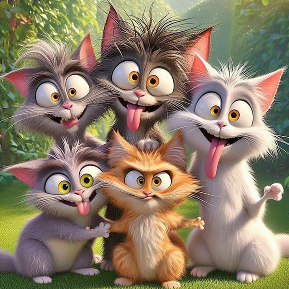 Funny Cat 40*40cm(canvas) full round drill diamond painting