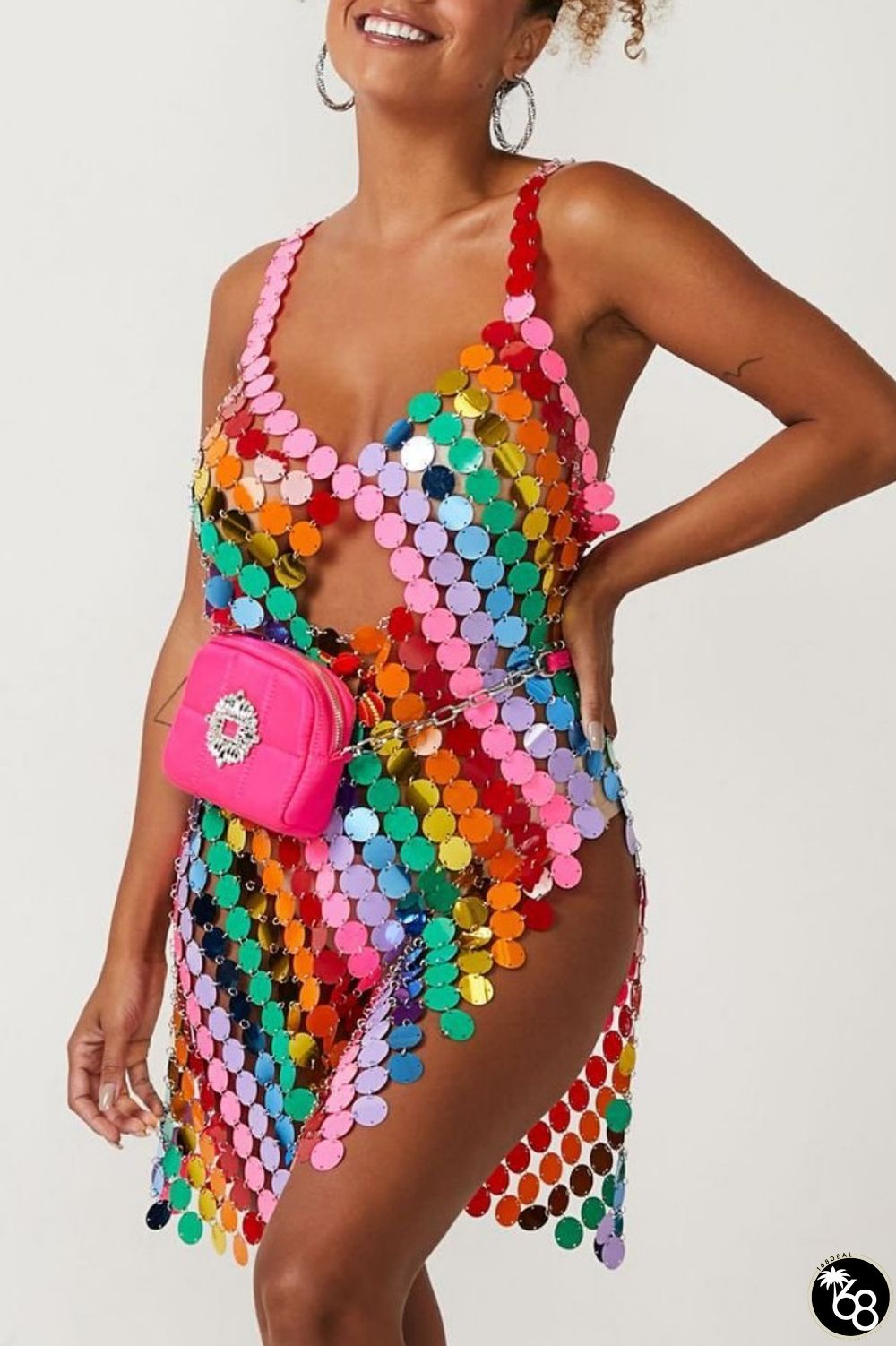 Colour Sexy Patchwork Hollowed Out Backless Slit Spaghetti Strap Sleeveless Dress Dresses | 168DEAL