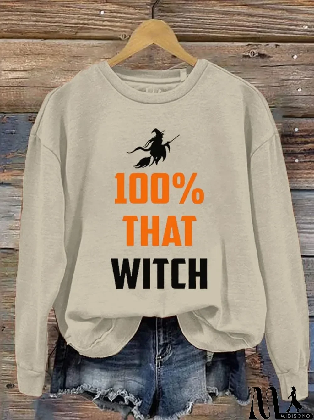 MidiSono - Women's Salem 100% That Witch Printed Round Neck Long Sleeve Sweatshirt