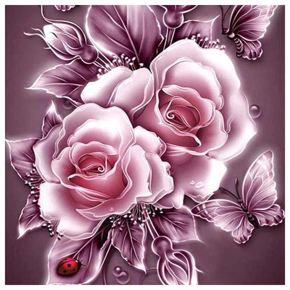 Diamond Painting - Full Round Drill - Pink Rose(30*30cm)