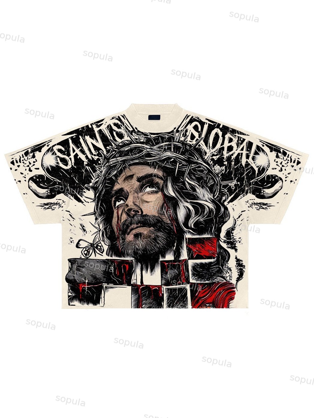 Vintage Saints Glory Jesus Graphics Cotton T-shirt - SOPULA