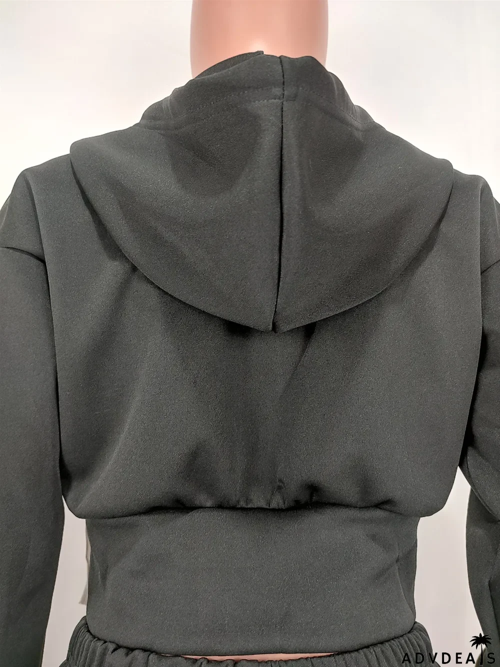 Solid Zipper Long Sleeve Two Piece Pants Set