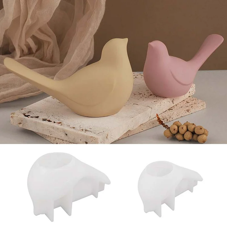 2Pcs 3D Minimalist Bird Home Ornament Silicone Mold Set CrazyMold