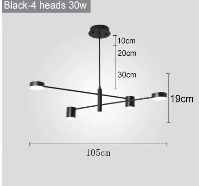 Modern Fashion Black Gold White Long Led chandelier Loft Nordic lamp Decorative indoor hanging lamp for livingroom bedroom