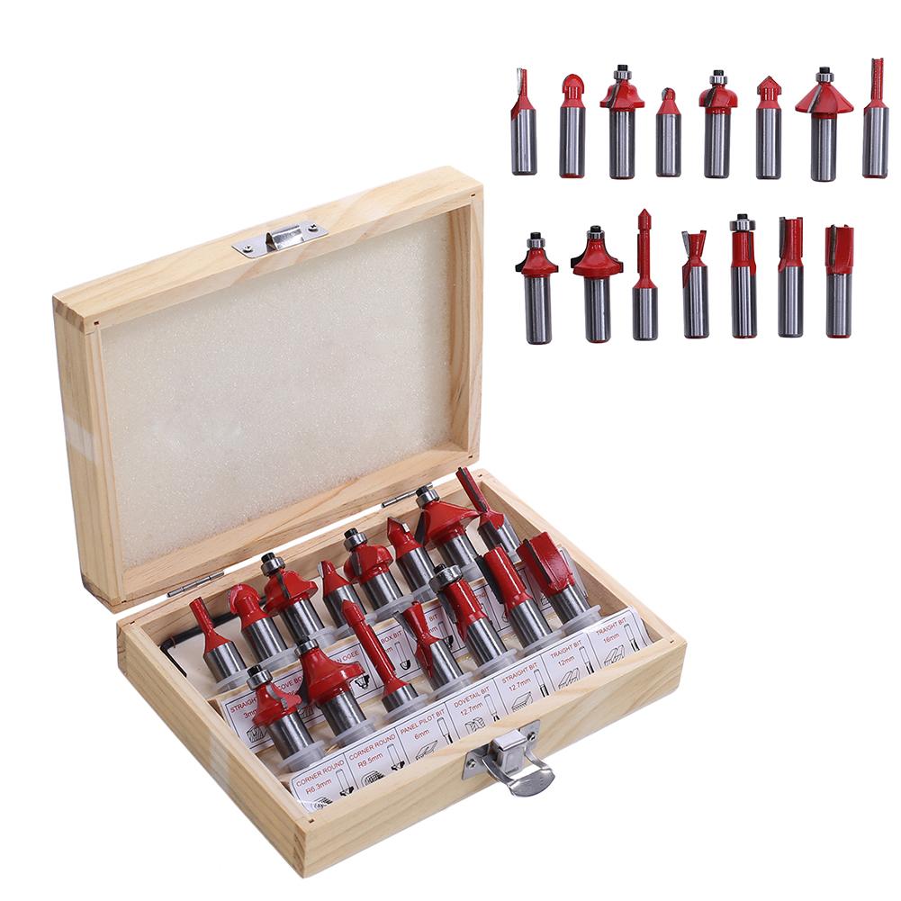 

15Pc 1/2\\\ Shank Router Bit Set Carbide Tip Ball Bearing With Wood Case, 501 Original