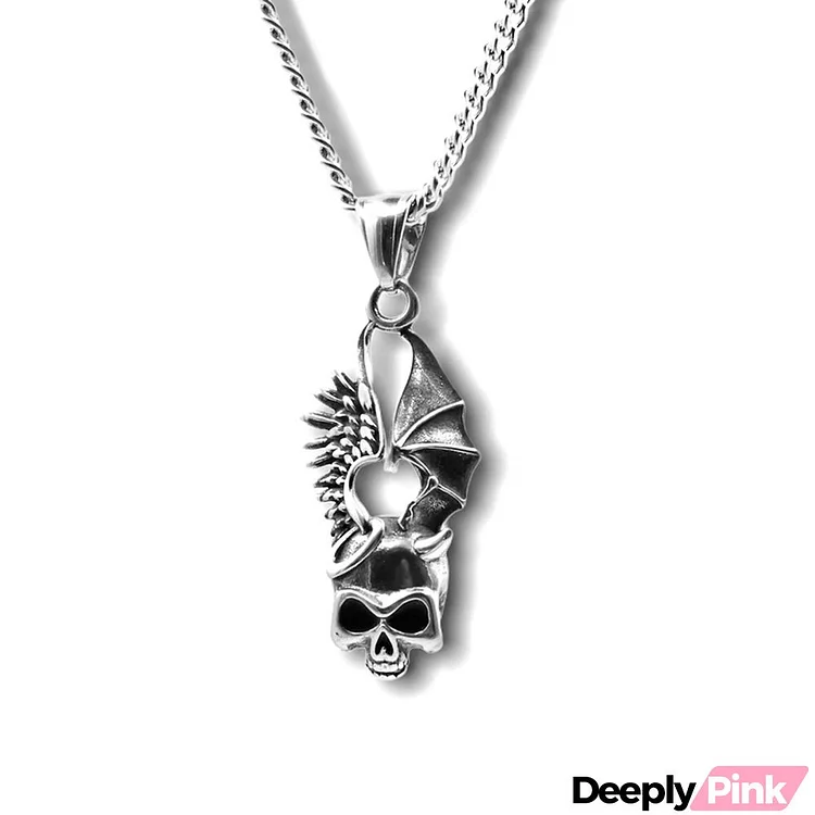 Women's Punk Style Personality Hip Hop Titanium Steel Cross Butterfly Heart Skull Necklace