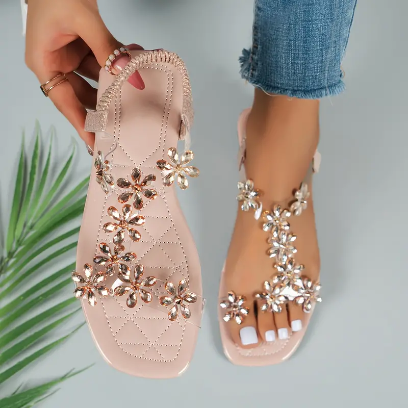 🔥Last Day Promotion 50% OFF - Women's Rhinestone Butterfly Decor Flat Sandals