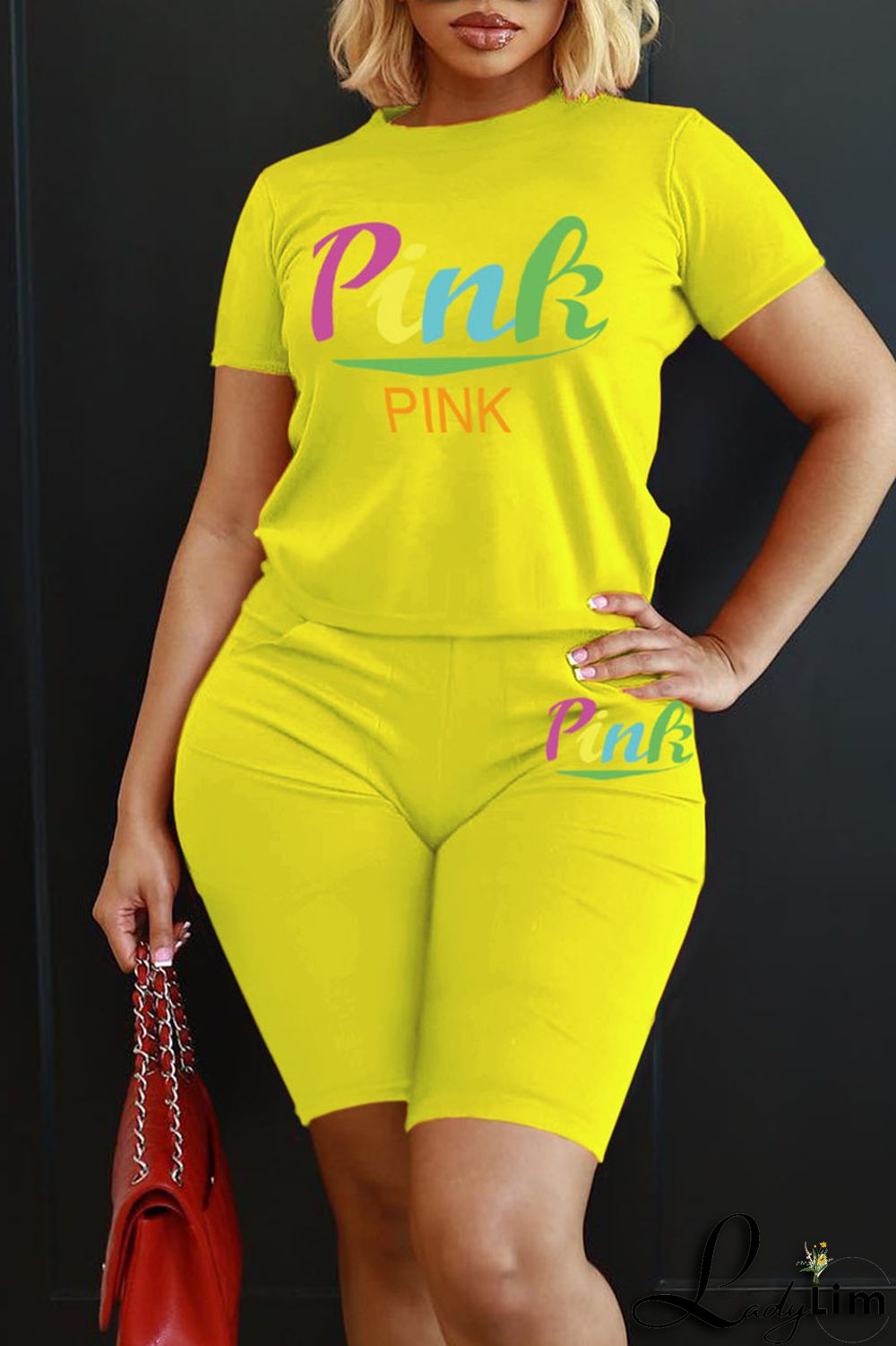 Yellow Casual Print Patchwork O Neck Short Sleeve Two Pieces