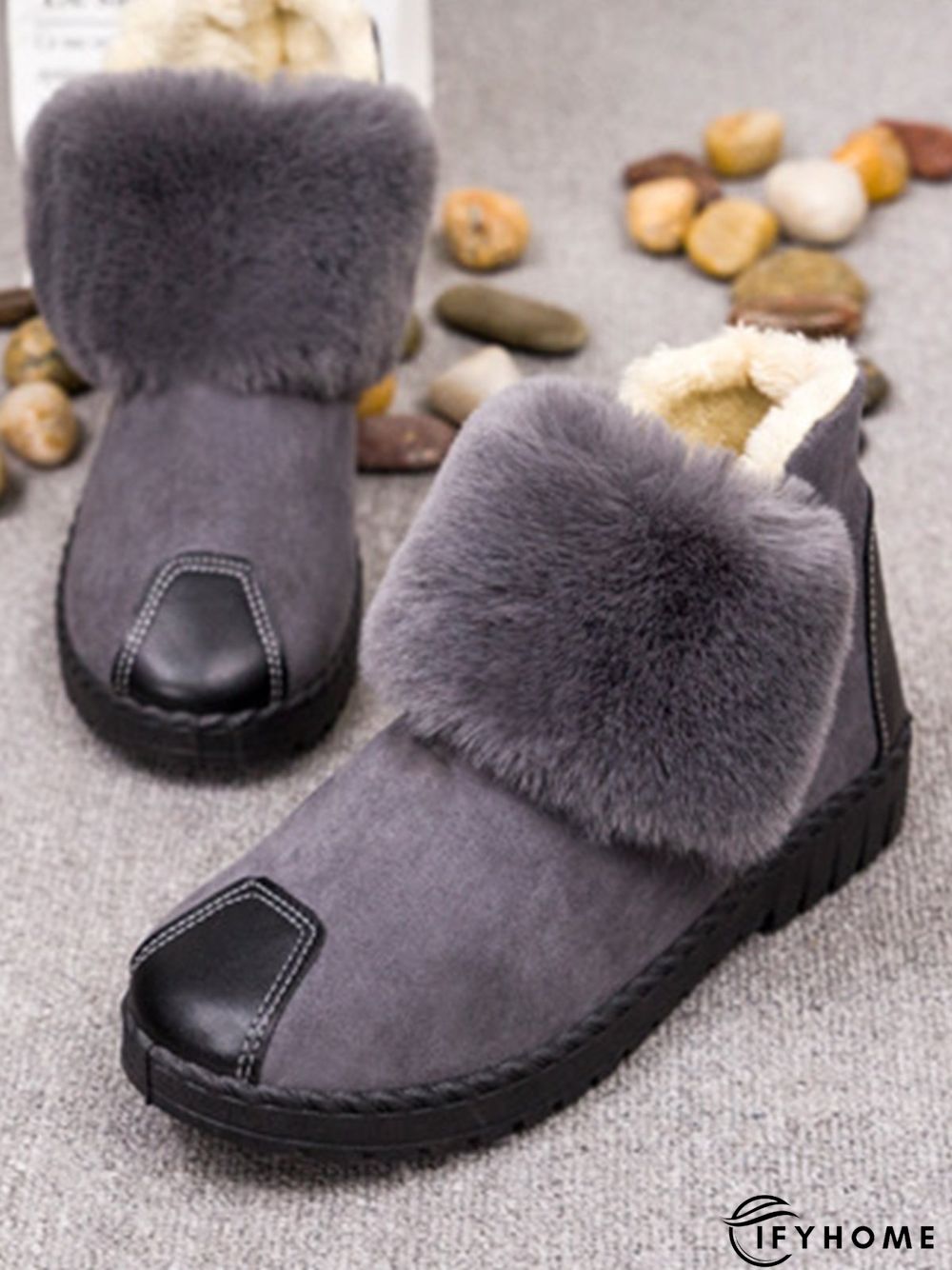 Casual Anti-collision Stitching Plush Warm Snow Boots | IFYHOME