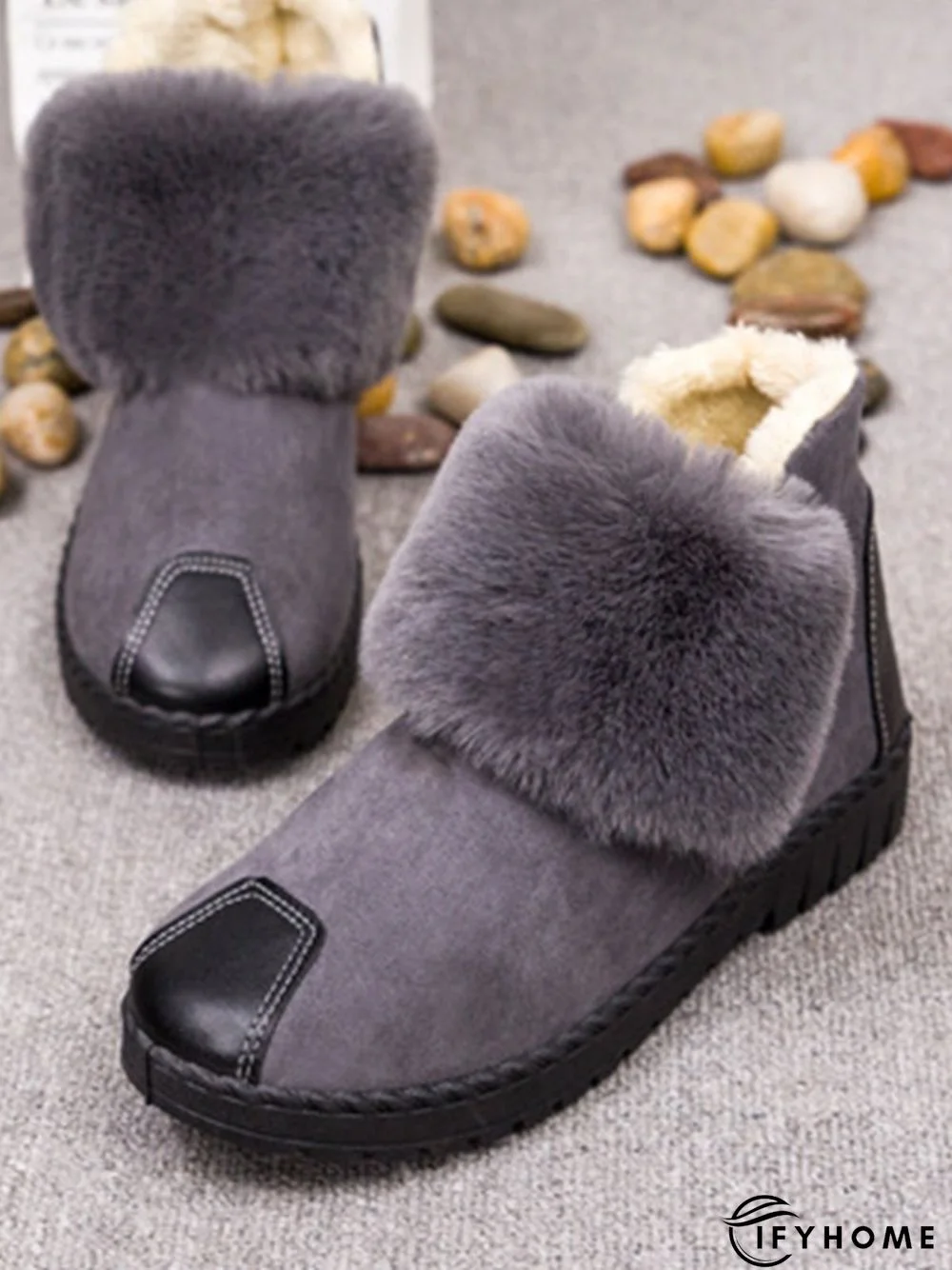 Casual Anti-collision Stitching Plush Warm Snow Boots | IFYHOME