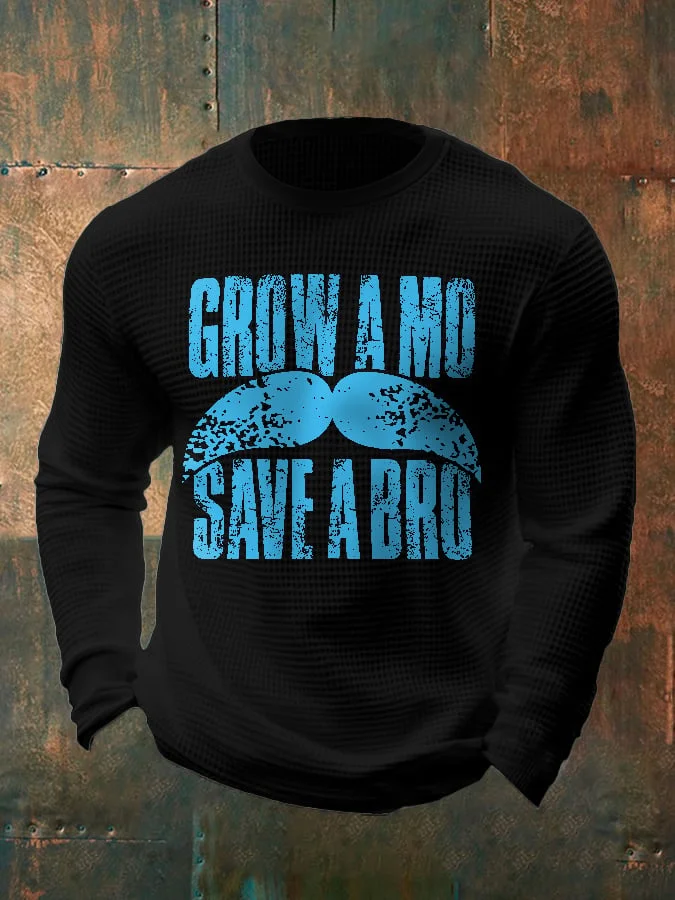 Men's Retro  November Men's Health Grow A Mo Save A Bro Print T-Shirt socialshop